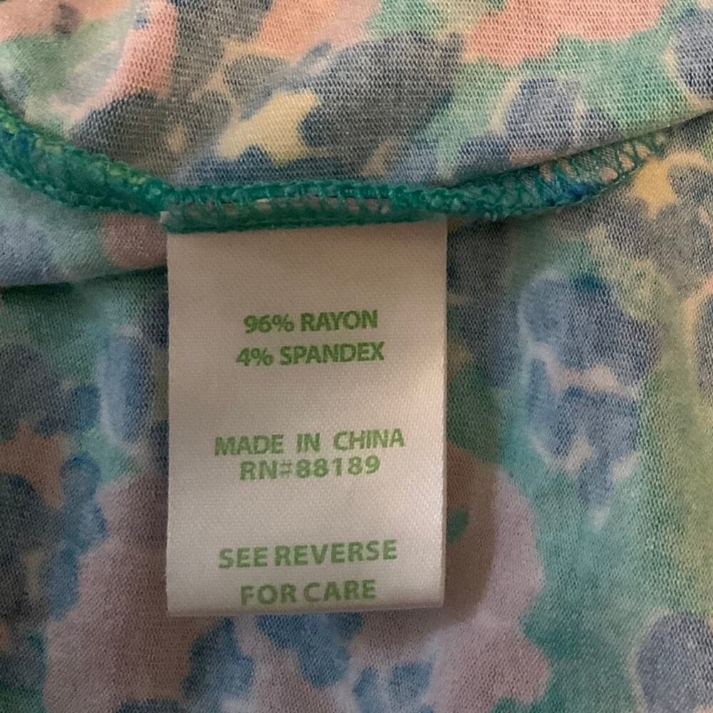 Lilly Pulitzer Floral Maxi Dress Scoop Neck 3/4 Sleeves Green Blue Large - Picture 8 of 9